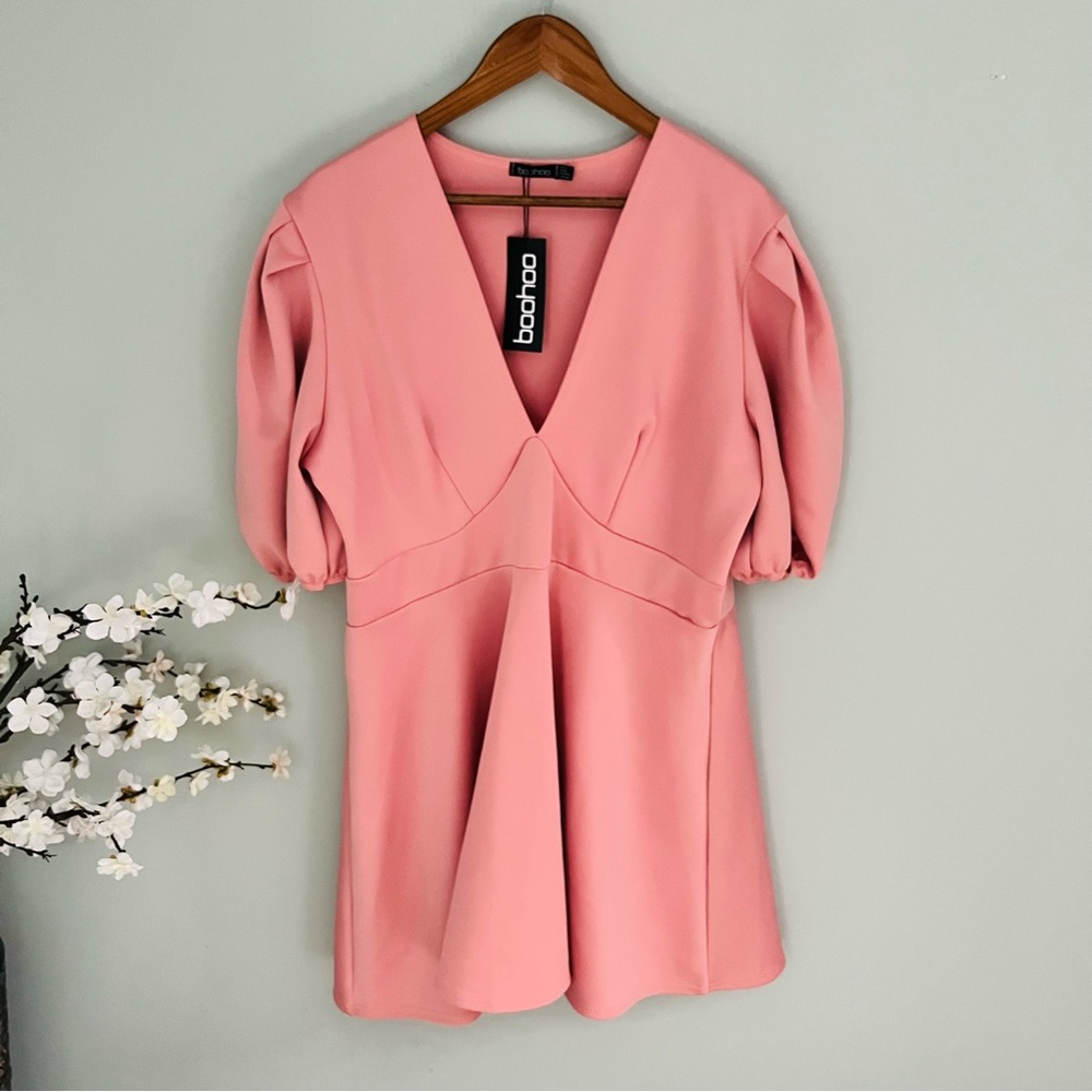 Boohoo Plus Puff Sleeve Skater Dress Not Size 18 - Picture 3 of 5